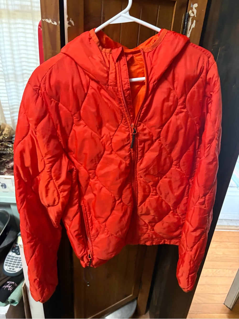 Lightweight Quilted Hooded Jacket - Orange
